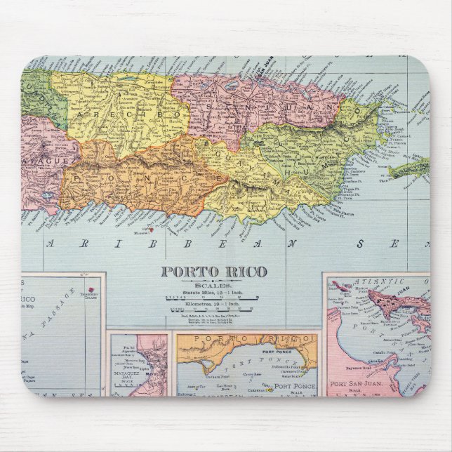 TAPIS DE SOURIS CARTE : PORTO RICO, 1900 (Devant)
