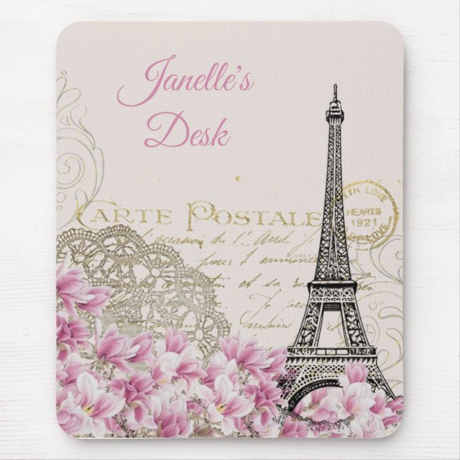 Tapis De Souris Carte postale vintage Tour Eiffel Paris (Devant)