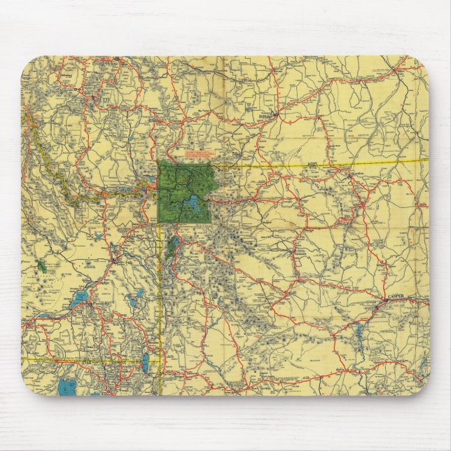 Tapis De Souris Carte routière Idaho, Mont, Carte Wyo (Devant)