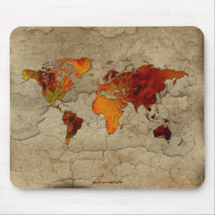 Tapis De Souris Carte Rustique de la Terre de la Texture de l'Arty