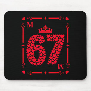Tapis De Souris Carte Six Sev remplie de cœurs pour la Saint-Valen