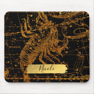 Tapis De Souris Carte Stellaire Céleste Signe Astrologique Or Scor