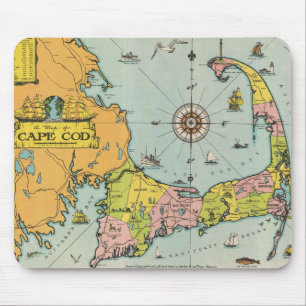 Tapis De Souris Carte vintage de Cape Cod