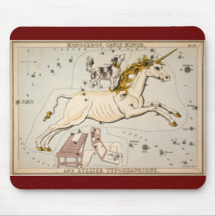 Tapis De Souris Carte vintage de constellation d'étoile de licorn