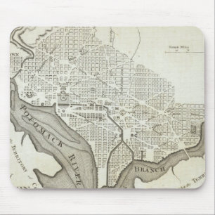 Tapis De Souris Carte vintage de DC de Washington (1794)