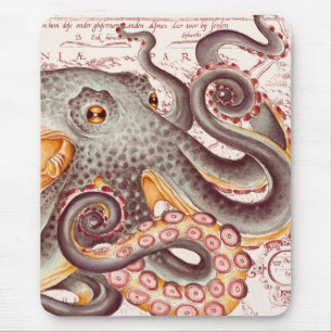 Tapis De Souris Carte Vintage des Tentacles de Tangérus Orange