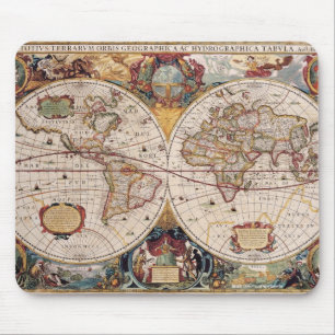 Tapis De Souris Carte vintage Vieux Monde Conception amoureuse de