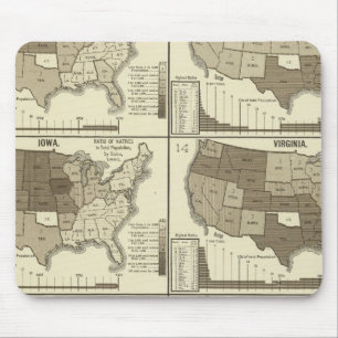 Tapis De Souris Cartes lithographiées statistiques des États-Uni