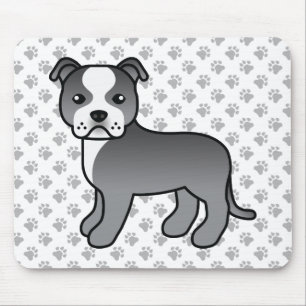 Tapis De Souris Cartoon Chien & Patrouilles Bleu Et Blanc Staffie