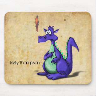 Tapis De Souris Cartoon de dragon violet inquiété