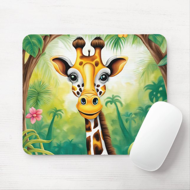 Tapis De Souris Cartoon Jungle Giraffe (Avec souris)