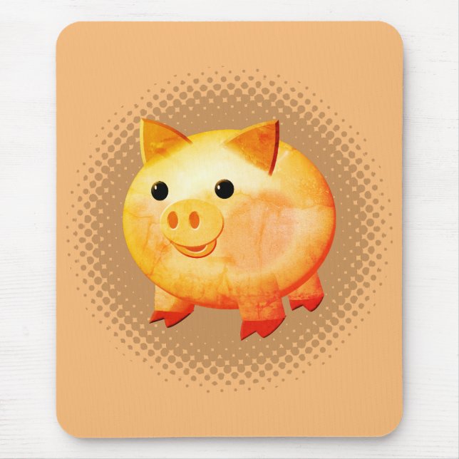 Tapis De Souris Cartoon mignon Bébé Peinture de porc (Devant)