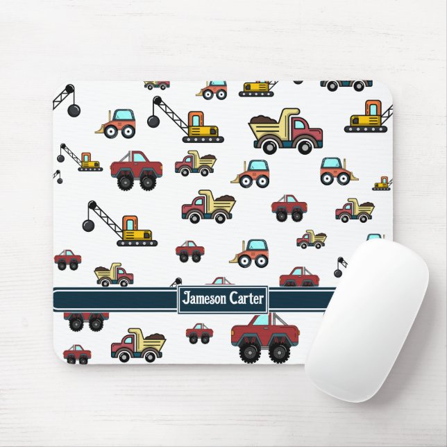 Tapis De Souris Cartoon Truck Voiture Crane Nom du véhicule Person (Avec souris)