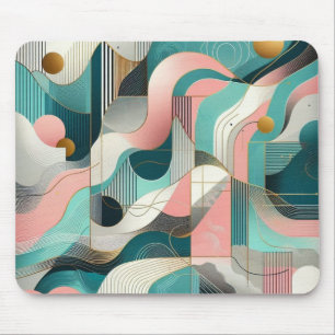 Tapis De Souris Cartouche de souris rose et Turquoise Abstraite
