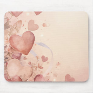 Tapis De Souris Cascade de cœurs abstraits rose poussiéreux capric
