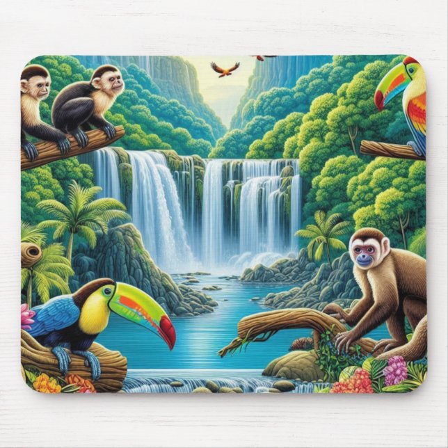 Tapis De Souris Cascade tropicale de la forêt tropicale (Devant)