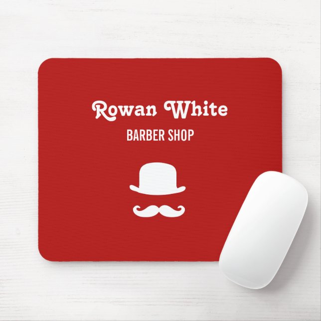 Tapis De Souris Casquette blanc et mustache silhouette rouge (Avec souris)
