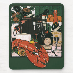 Tapis De Souris Casse-croûte de homard vintage; Fête élégante et c