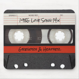 Tapis De Souris Cassette Audio Rétro Rouge Noir