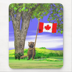 Tapis De Souris Castor et drapeau canadiens