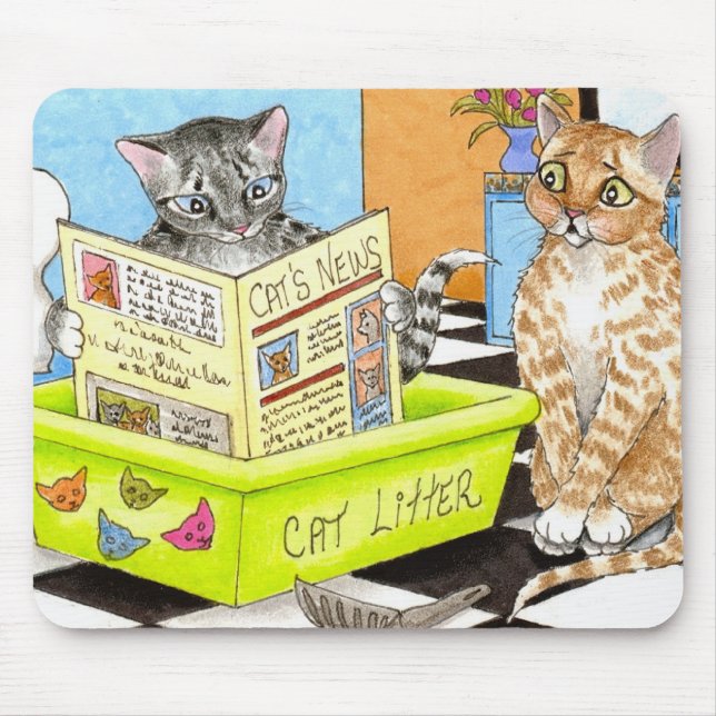 Tapis De Souris Cat 464 amusant art de salle de bain (Devant)