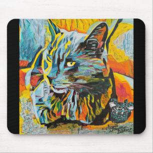 Tapis De Souris Cat d'art personnalisé et panier de souris