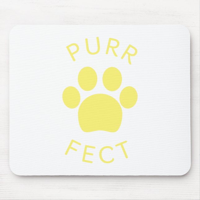Tapis De Souris Cat Parfect Jaune Purr Empreinte de patte (Devant)