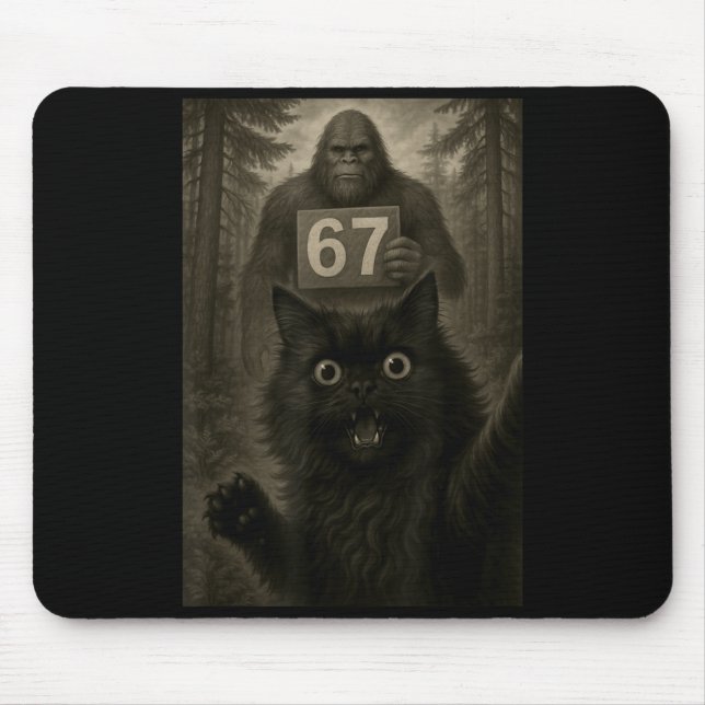 Tapis De Souris Cat Selfie 67 Meme Six Seven Funny Bigfoot  (Devant)