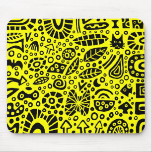 Tapis De Souris Catnip Dreams - Noir sur Jaune