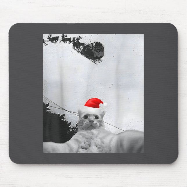 Tapis De Souris Cats Meme Funny Cat Selfie With Santa Hat Christma (Devant)