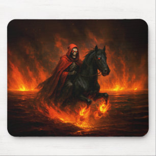 Tapis De Souris Cavalier de la Nuit Effrayant sur Étalon Noir