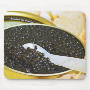 Tapis De Souris Caviar noir et une cuillère en nacre pour