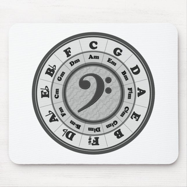 Tapis De Souris Cercle de clef basse des cinquièmes (Devant)