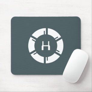 Tapis De Souris Cercle SciFi Futuriste Avec Gris Monogramme Person