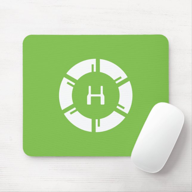 Tapis De Souris Cercle SciFi Futuriste Avec Monogramme Vert Person (Avec souris)