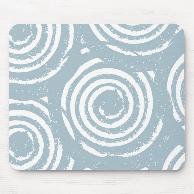 Tapis De Souris Cercles bleus et blancs Abstraits (Devant)
