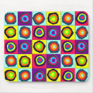 Tapis De Souris Cercles colorés à l'intérieur de carrés