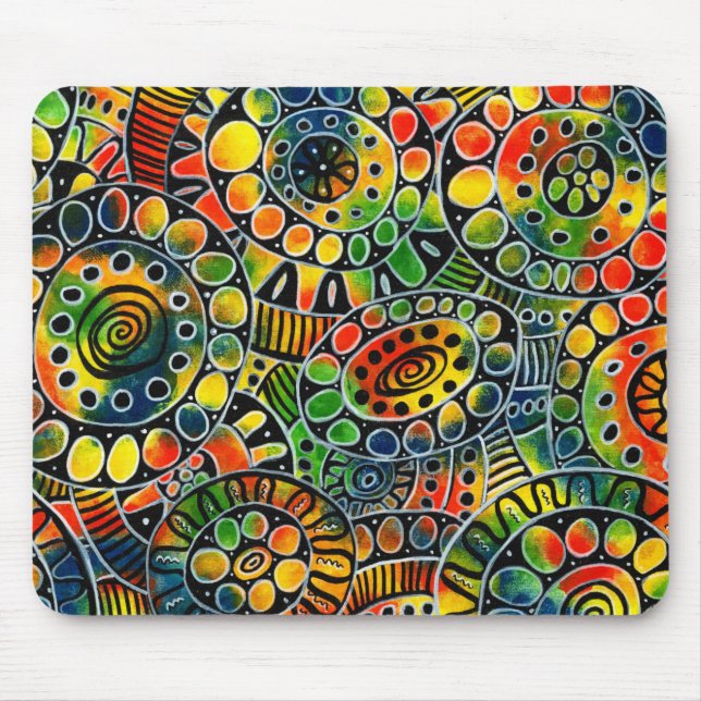 Tapis De Souris Cercles colorés vifs et ovales Original Abstrait (Devant)