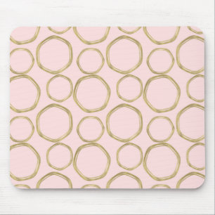 Tapis De Souris Cercles dorés et rose qui rougit Moderne Tendance