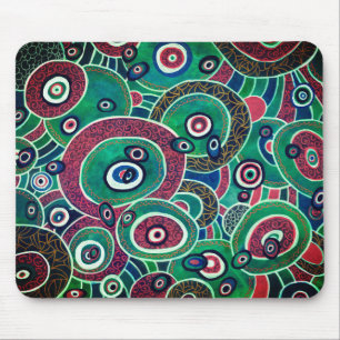 Tapis De Souris Cercles marron et turquoise et ovales Original