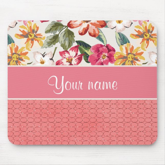 Tapis De Souris Cercles mignons de parties scintillantes de rose (Devant)