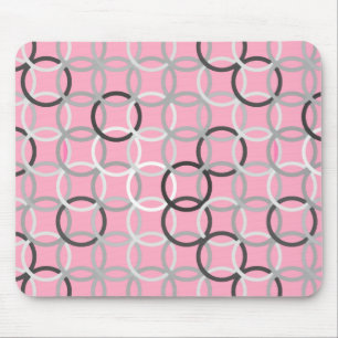 Tapis De Souris Cercles modernes de la moitié du siècle, rose de