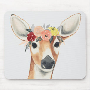 Tapis De Souris Cerf forestier de la Couronne de fleurs