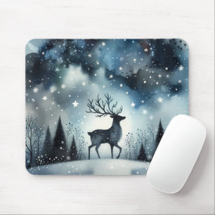 Tapis De Souris Cerf Nuit d'Hiver Étoilée