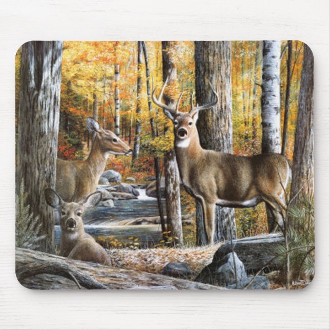 Tapis De Souris Cerfs communs en bois Mousepad (Devant)