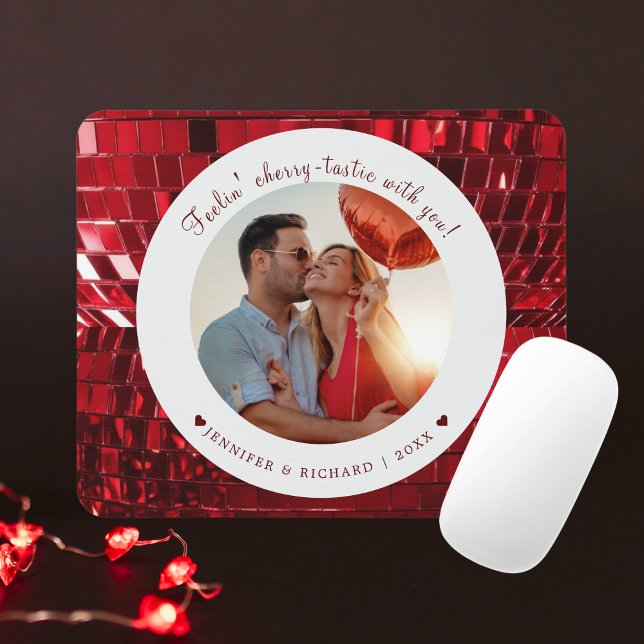 Tapis De Souris Cerise Codée personnalisée Saint Valentin (Cherry Coded Personalized Valentine's Day Mouse Pad)