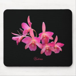 Tapis De Souris Cerise, Rose Chaud, Rouge, Orchidées Black Mouse P