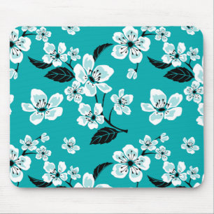 TAPIS DE SOURIS CERISIER EN FLEURS - SAKURA (TURQUOISE)