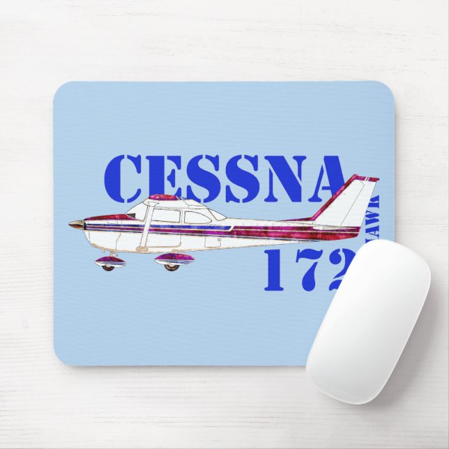Tapis De Souris Cessna 172 Skyhawk Illustration Bold Text Design (Avec souris)