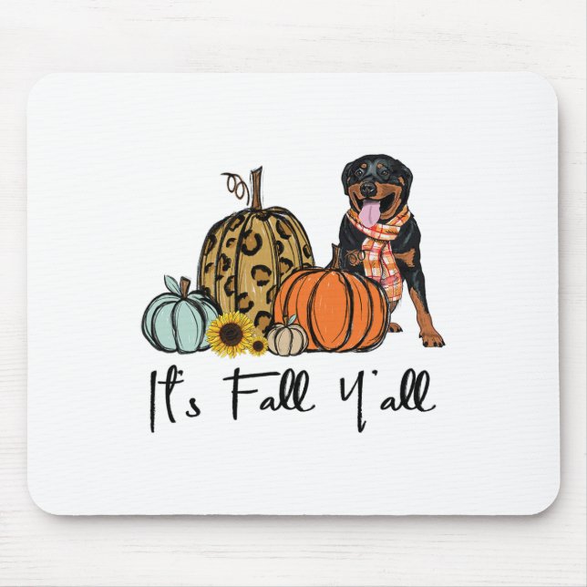 Tapis De Souris C'est Chute Y'all Jaune Rottweiler Chien Leopard P (Devant)